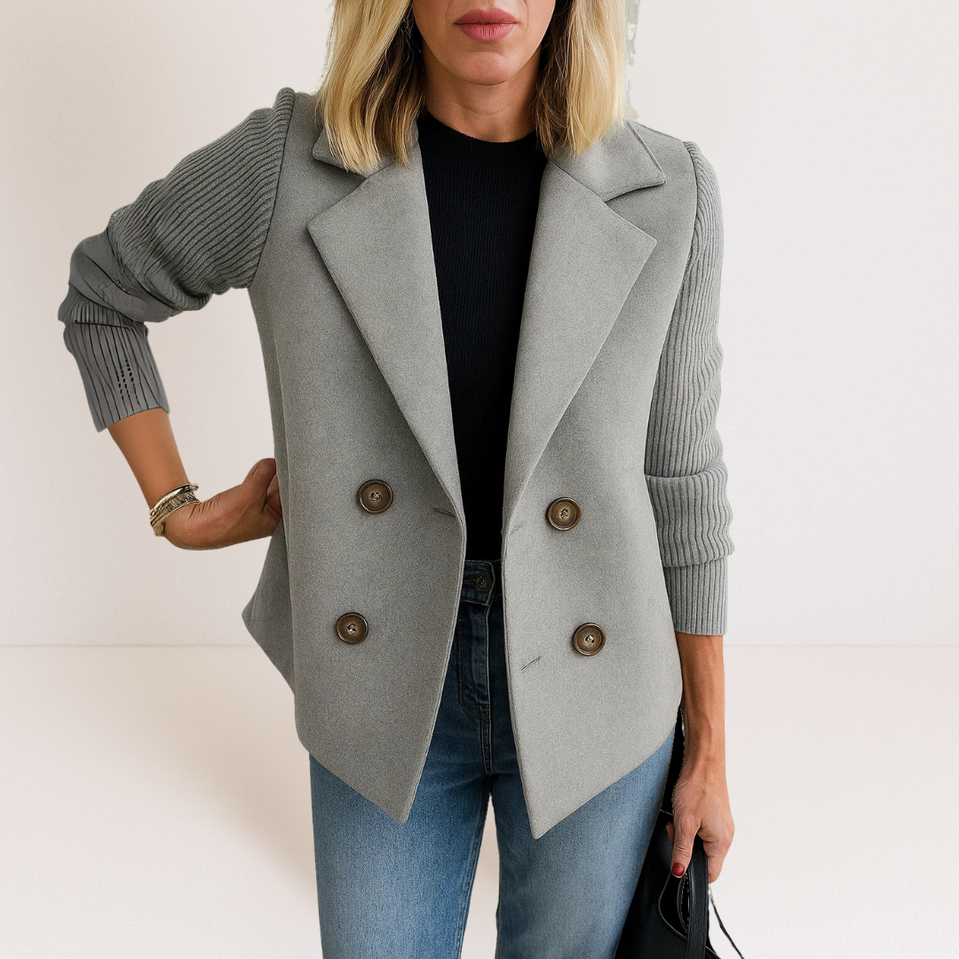 Martine™ - Elegancka Kurtka z Dzianinowymi Rękawami