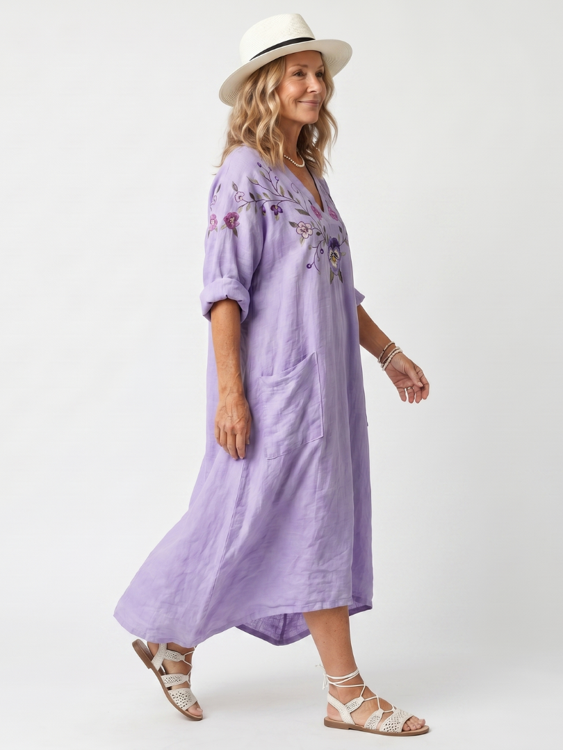 Roksana | Oversized Sukienka Midi w Kwiaty