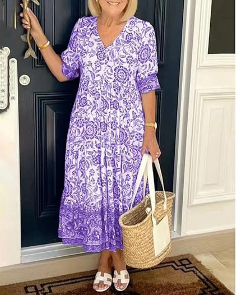 Grace™ - Sukienka Boho z dekoltem w serek