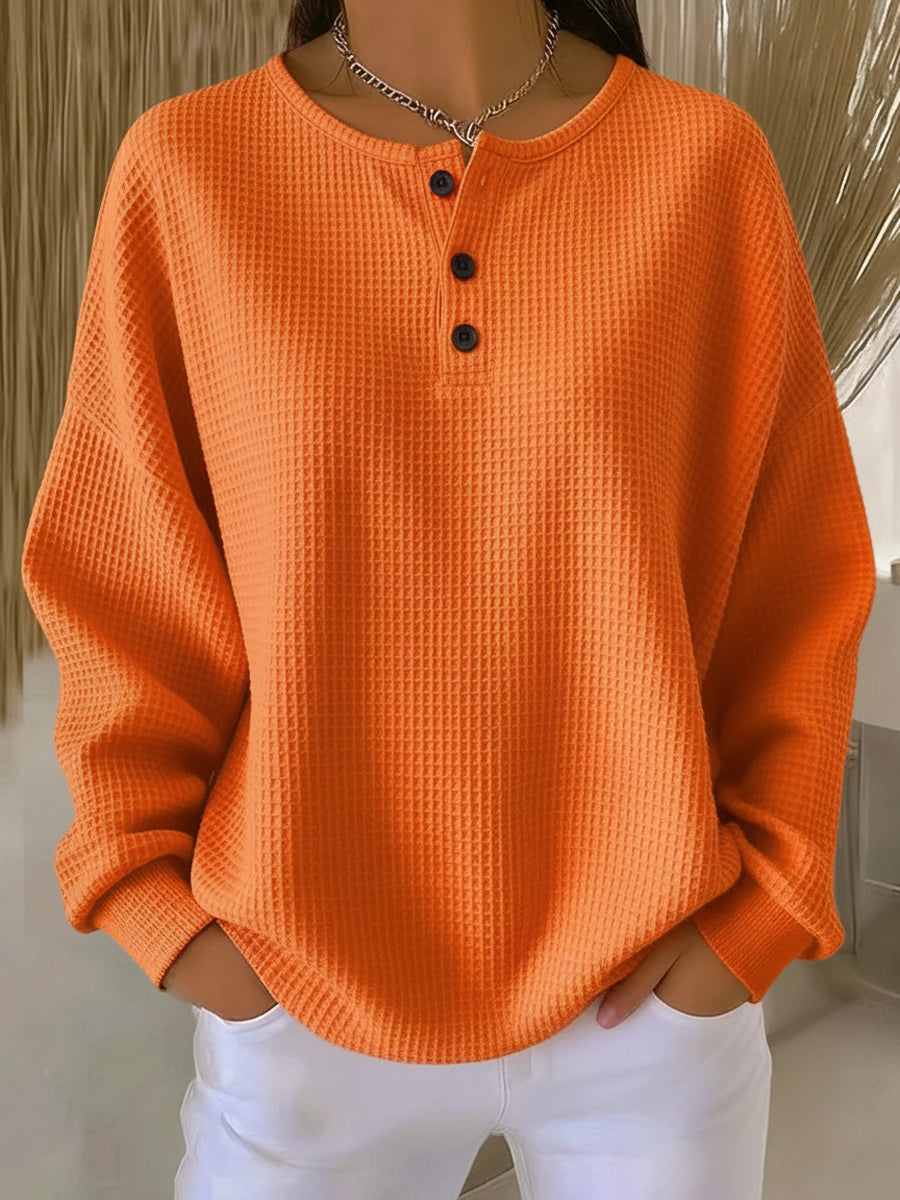 Kailani – Waflowa bluza z eleganckim kołnierzem
